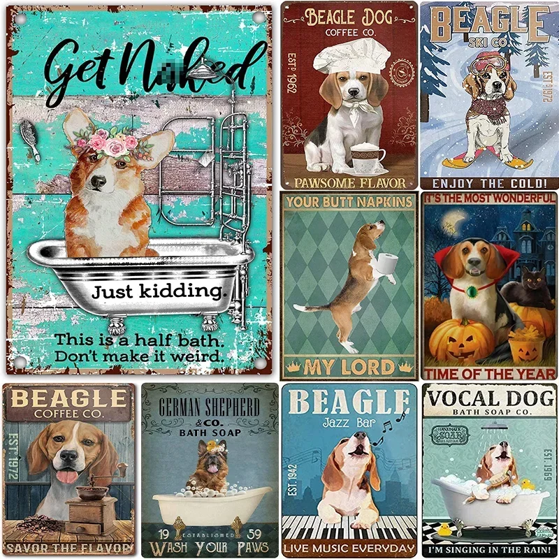 Beagle Dog Metal Tin Sign Please Sit Yourself The Best Sit In The House Printing Poster Bathroom Home Art Wall Decoration Plaque