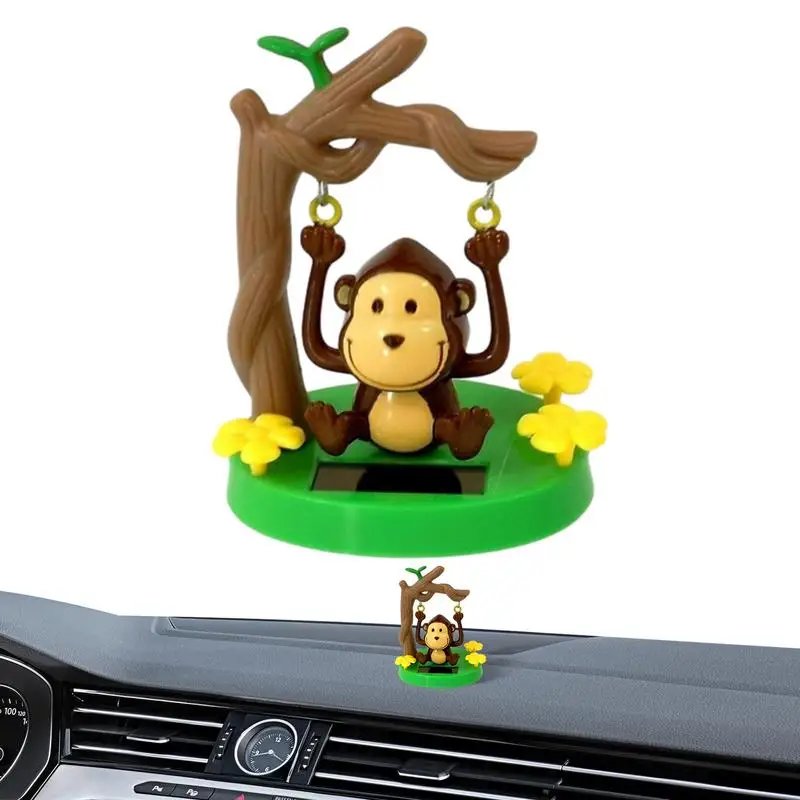 Car Monkey Ornament auto Interior Hanging Accessories Swinging Animated Bobble Dancer Toy Vehicle Solar Powered Monkey Ornament