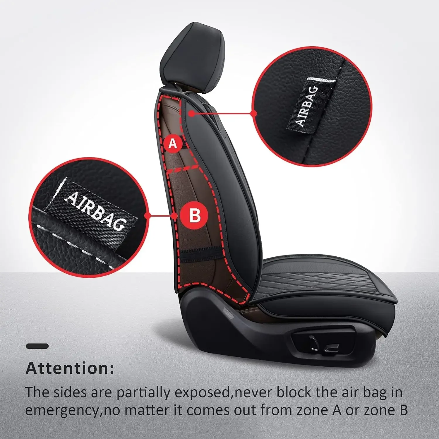 Seat Covers Full Set, Leather Car Seat Cover Fit for Sedan SUV Truck | Black Automotive Seat Covers,Waterproof, Front