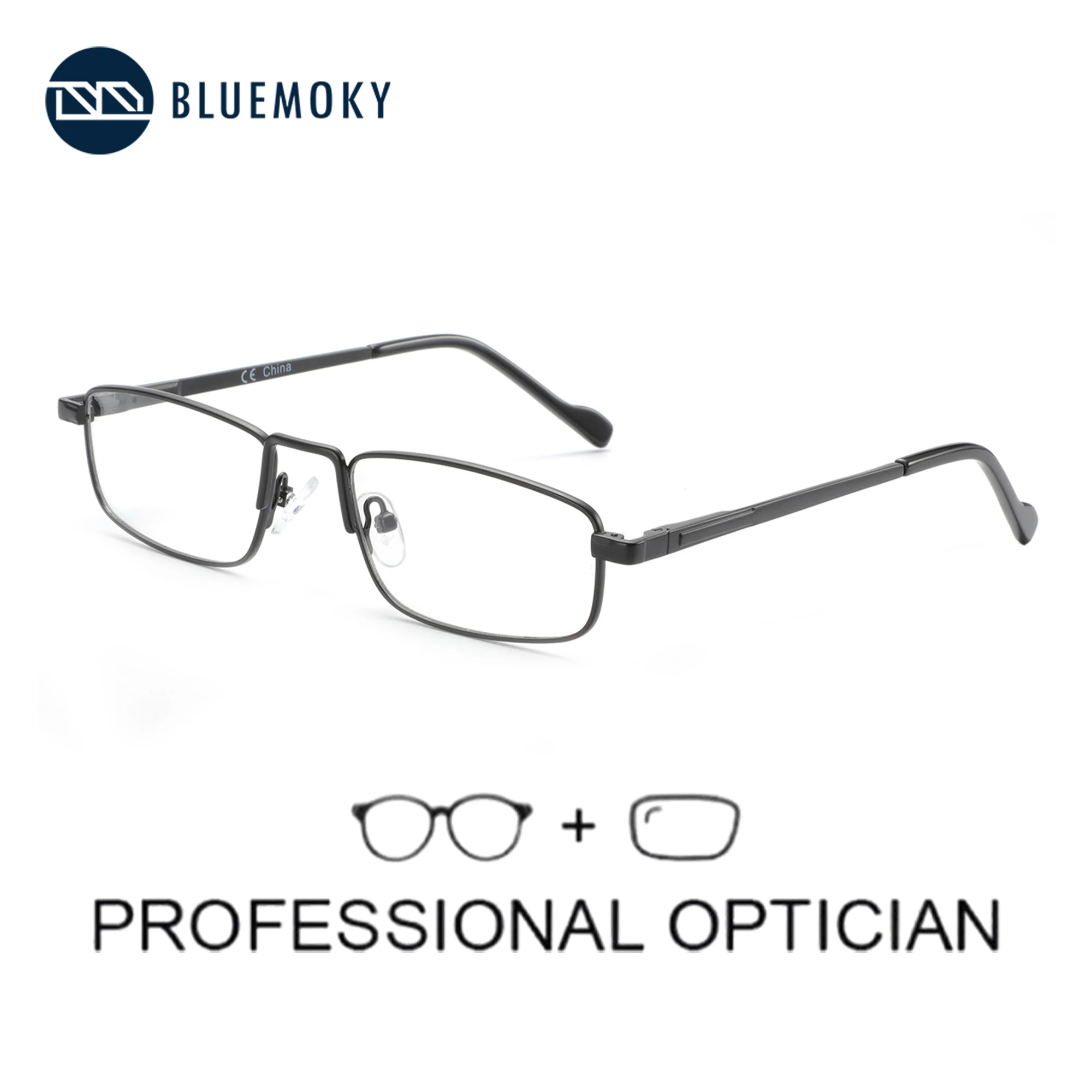 

BLUEMOKY Fashion Men Prescription Eyewear Metal Rectangle Progressive Optical Glasses Myopia Hyperopia Anti Blue Light Eyeglass