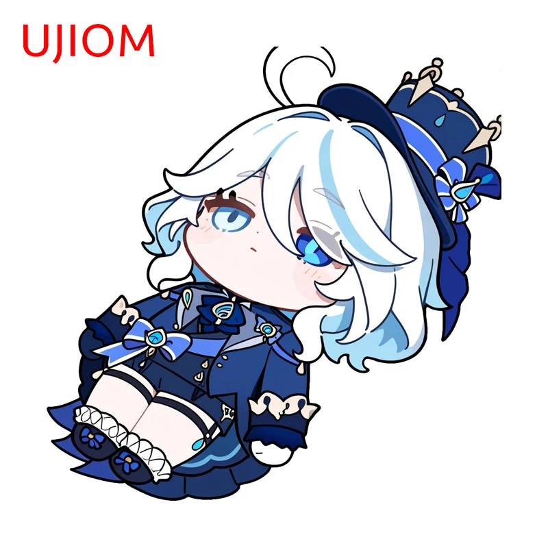 UJIOM Cute Genshin Impact Furina Wall Sticker Artistic Eye Catching Lying Posture Scratch Proof Vinly Decal Trunk Wardrobe Decor