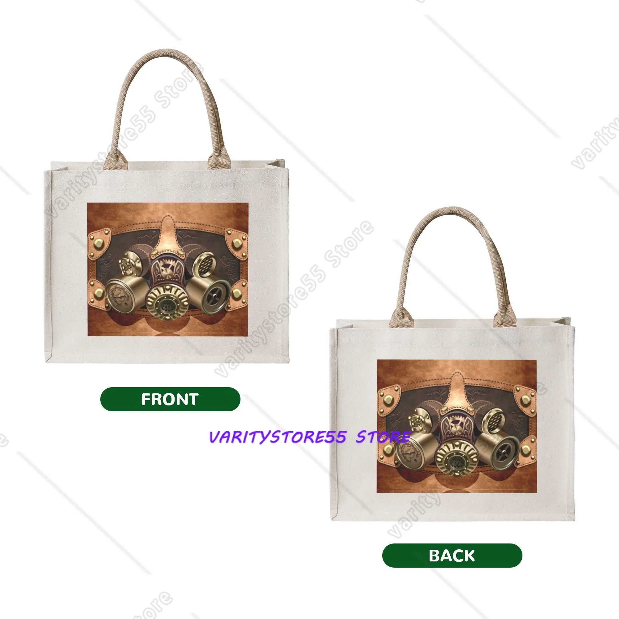 Funny Steampunk Helmet Shopping Tote Bags Portable Pilot Air Fighter Groceries Shoulder Shopper Bag