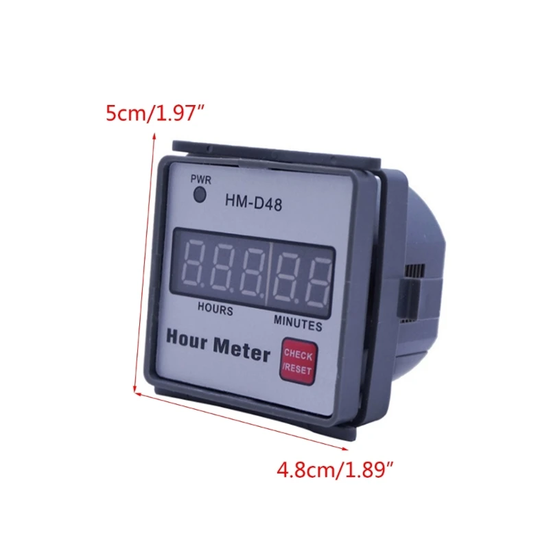 HM-D48 Hour Meter Digital Hourmeter 0‑999.99h Timer 220V for Motor Lawn Mower Generator Farm Tractor Hour Meter Gauge