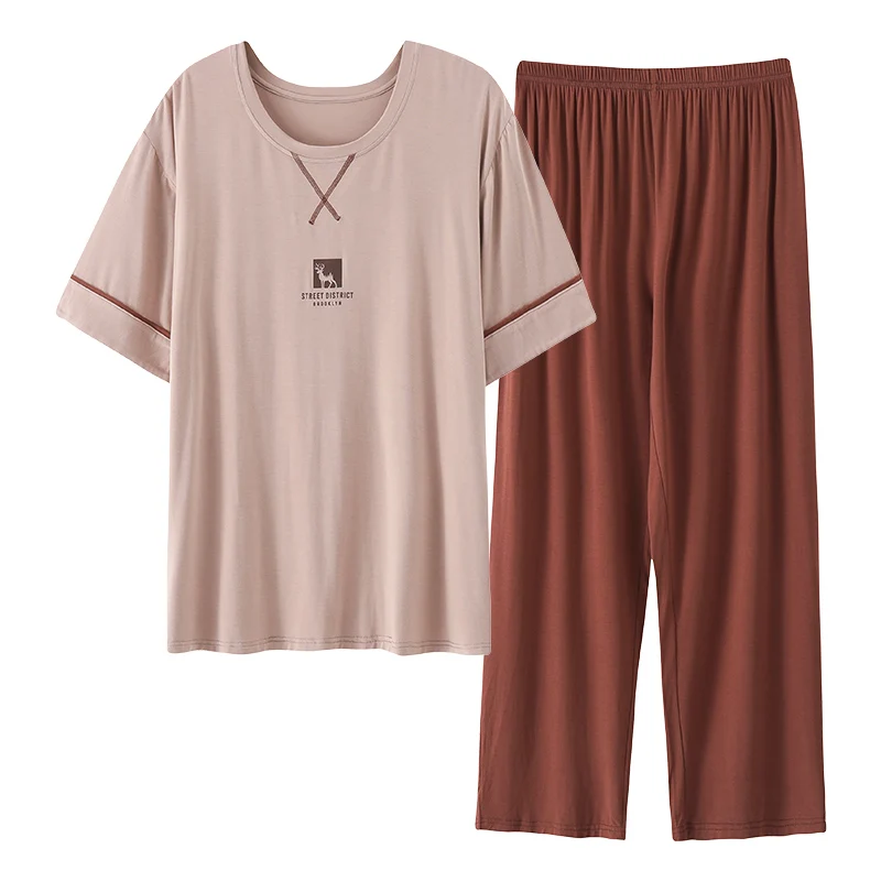 Conjunto de pijama de algodón de manga corta para hombre, ropa de dormir informal con estampado de letras, traje de noche para el hogar, Verano