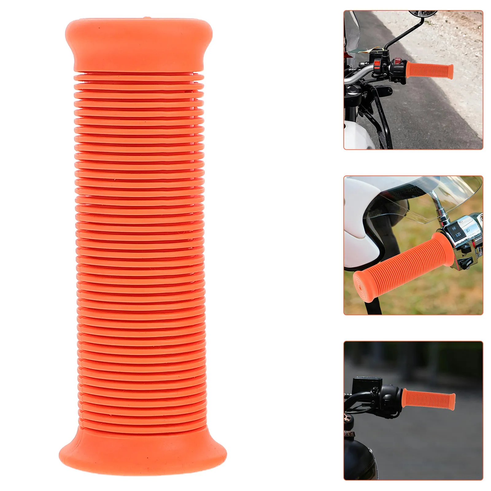 1Pair Premium Rubber Motorcycle Handlebar Grips 22Mm Anti-Slip Textured Surface for Motorbike Scooter Mountain Bike Easy Install
