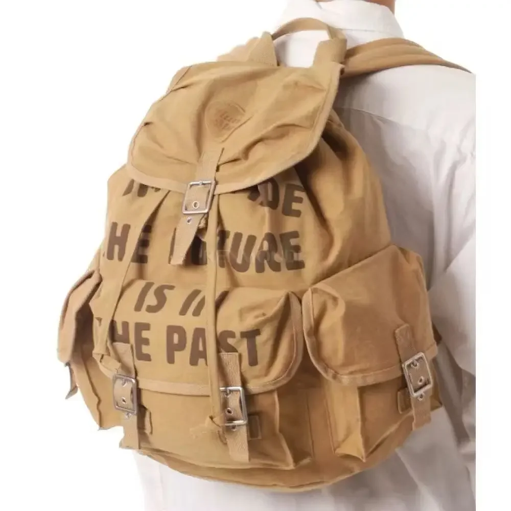2026 HUMAN MADE Washed Canvas Backpack Hunting Style Dye Print Logo Velour Heart Large Capacity Unisex