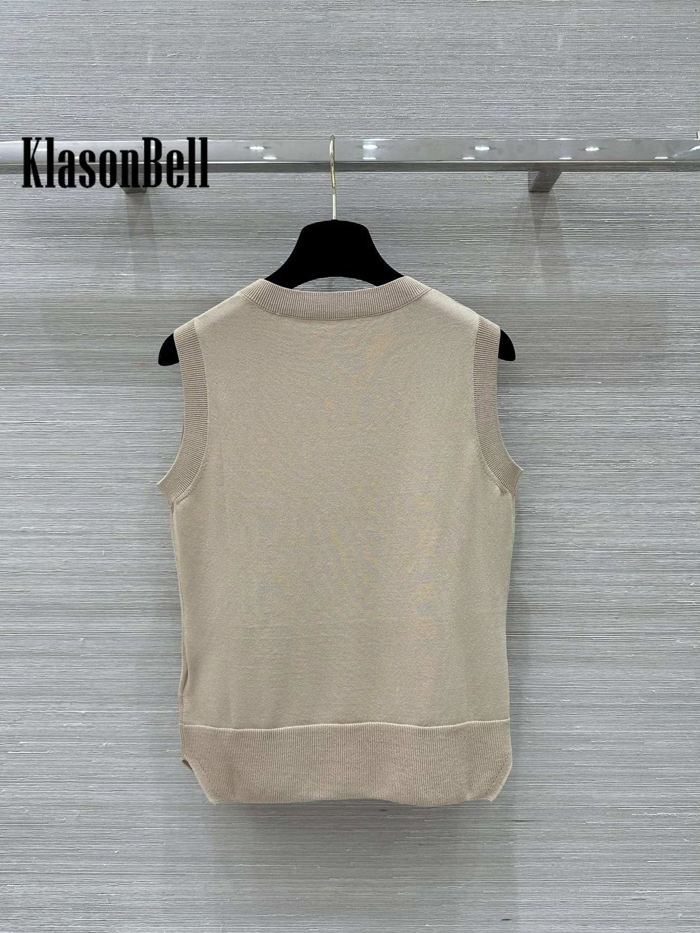 8.26 KlasonBell Women's Sexy Sheer Lace Embroidered Flower Knit Tank Top Round-Neck Sleeveless Soft Cotton Blend Knit Vest