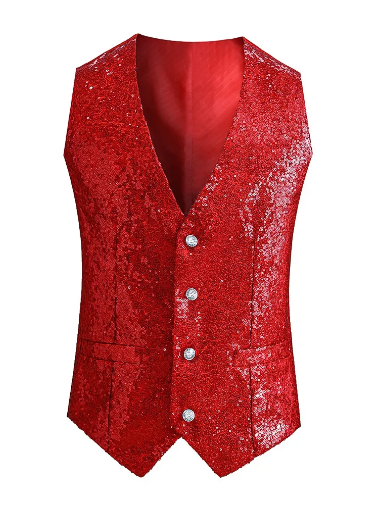 2024 Men\'s Singer Sequined Vest Stage Performance Host Casual Vest