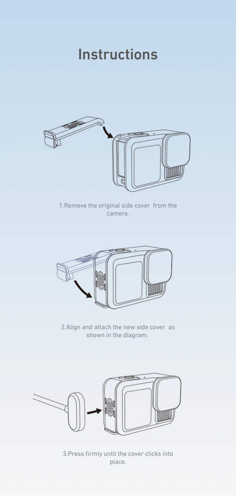 TELESIN Magnetic Waterproof Charging Side Cover Cable KIT For Gopro Hero 9 10 11 12 13 Type-C Charging Cover Port Easy Removable