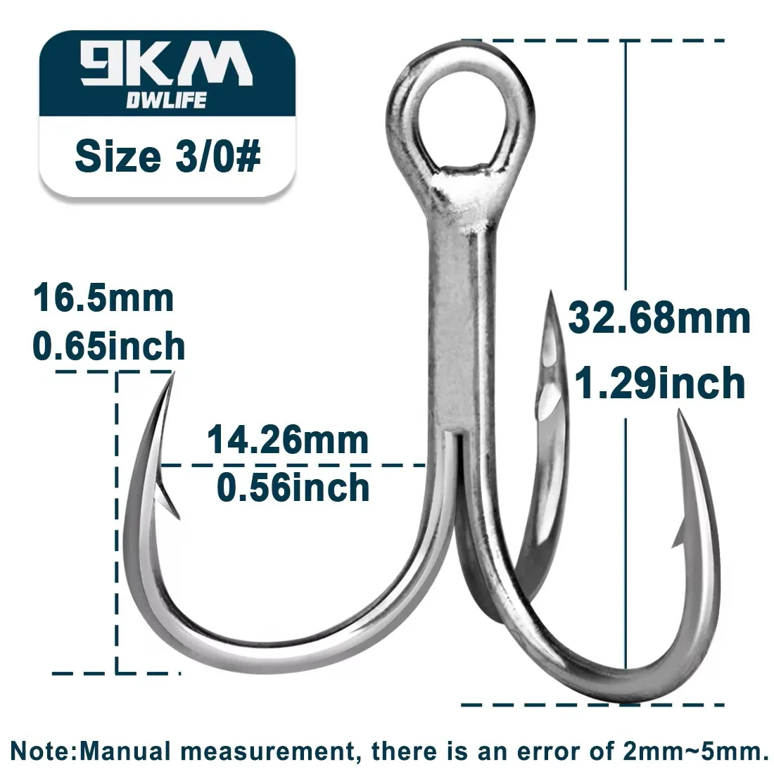 9KM Salzwasser-Dreifachhaken 3X Stark 25~100 Stück Angelhaken Rundbogen-Crankbait-Spinner Hartköder Ersatzhaken
