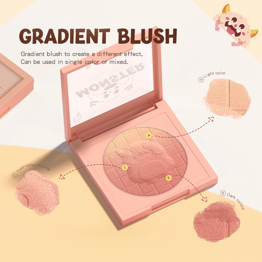 BANXEER Blush Pallet 6 colori in rilievo sfumato morbido rosa tinta viso fard alto pigmento brillante ombretto fard trucco in polvere