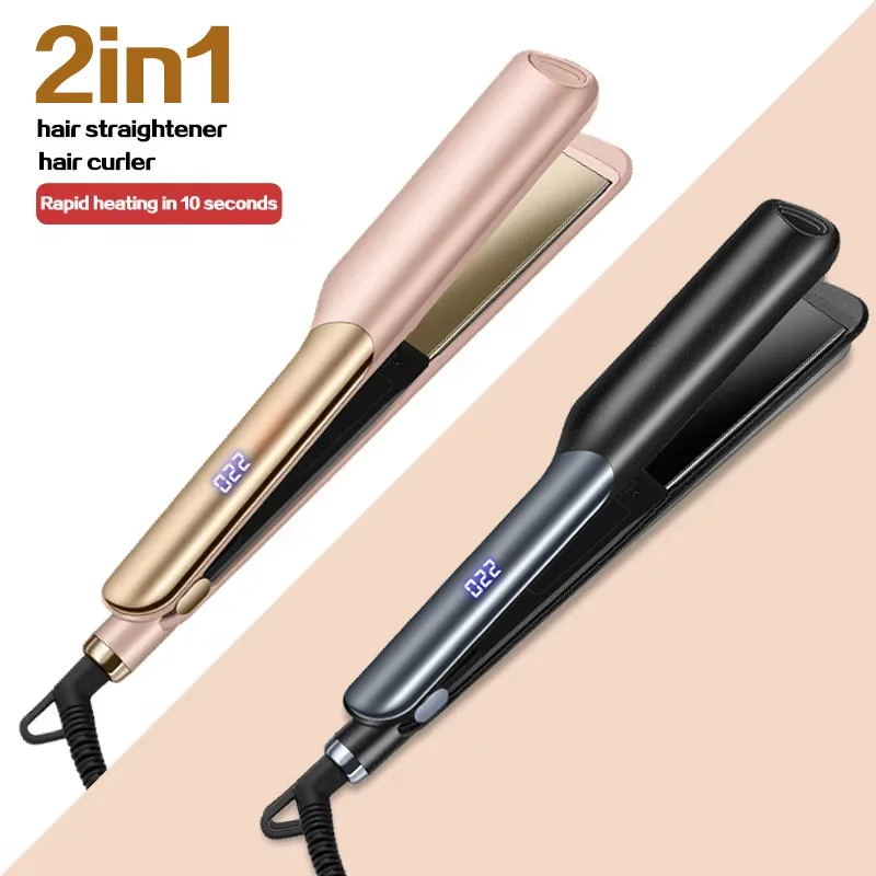 

Professional Hair Straightener Curling Ion Smart Thermostat Control with LED Temperature Display Wide Panel Hair Straightener