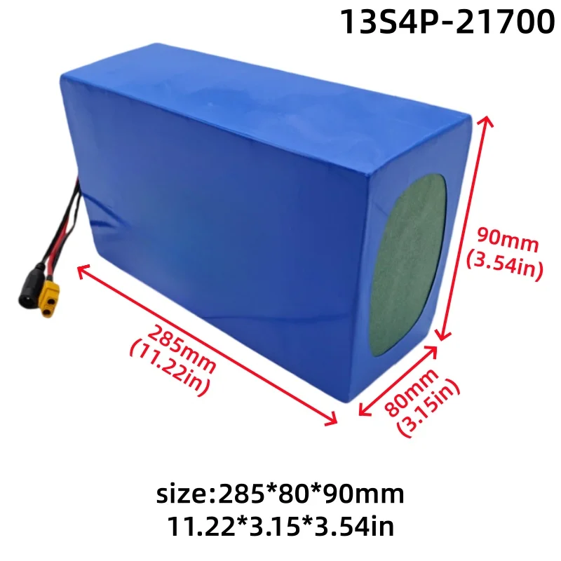48V 40Ah Lithium Battery Pack 13S4P 21700 Cells Built-in BMS XT60 Connector Rechargeable Battery for Electric Bicycle E-Scooter