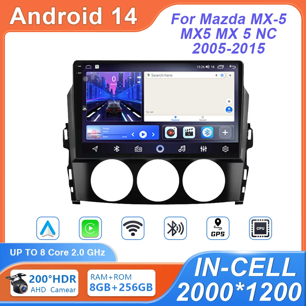 Car Radio Multimedia Video Player For Mazda MX-5 MX5 MX 5 NC 2005-2015 Head Unit 4G WiFi Bluetooth DSP Wireless Carplay No 2DIN