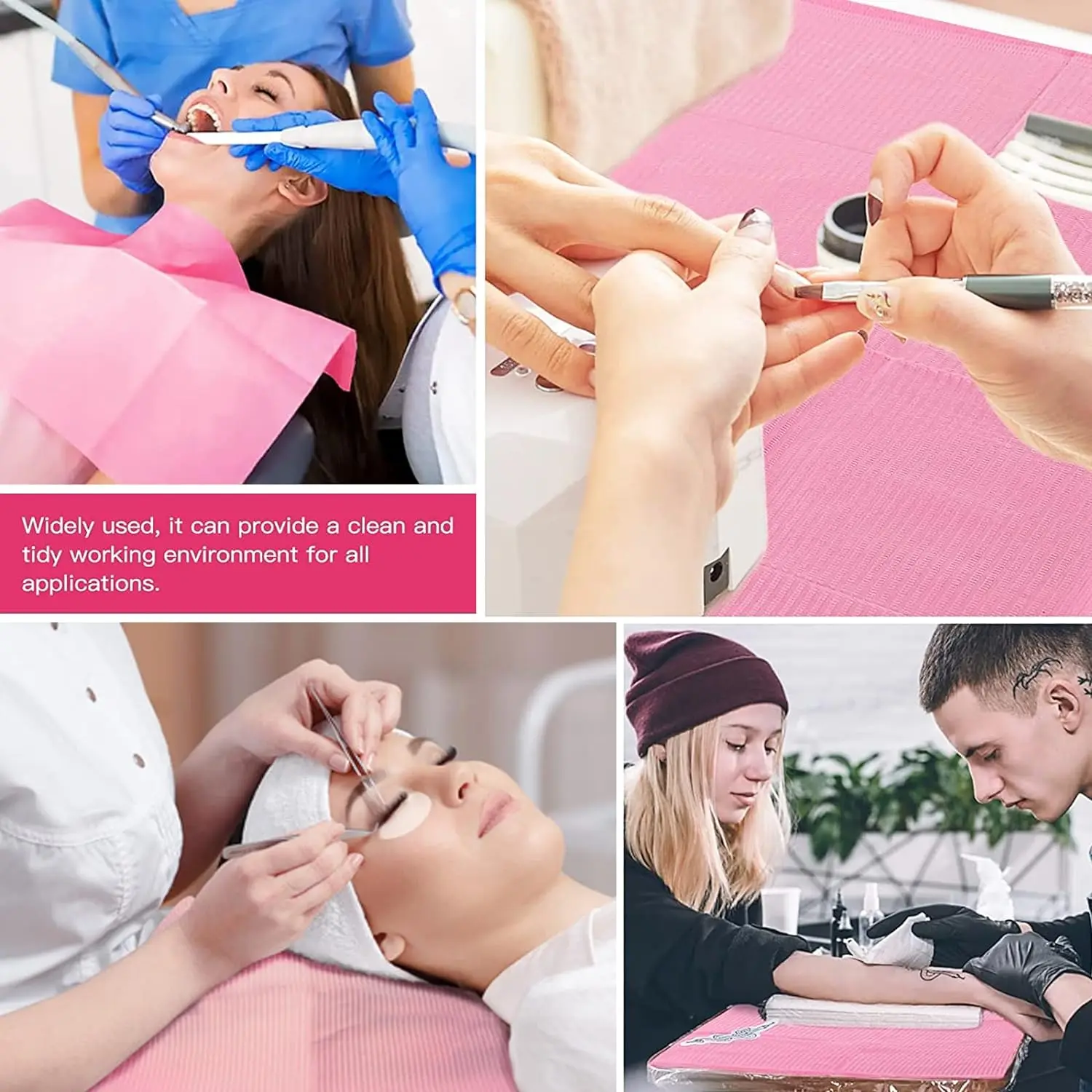 20Pcs/Bag Pink Disposable Nail Art Table Towels Purple/Black 3 Layer Design Tattoo Clean Pad White Dentist Bibs Manicure Tools #
