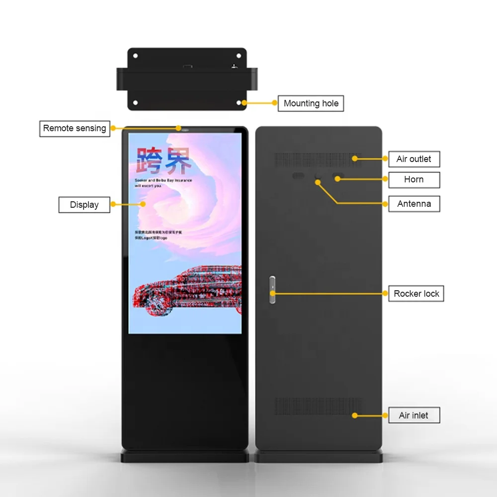 

IP65 водонепроницаемый ультратонкий домашний рекламный дисплей Mobile Pentium 4, уличный киоск с цифровыми вывесками