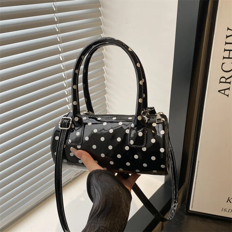 

Niche Polka Dot Bag for Women French Retro Underarm Crossbody Bag, Exquisite Hand-Held Women's Cylindrical Bag