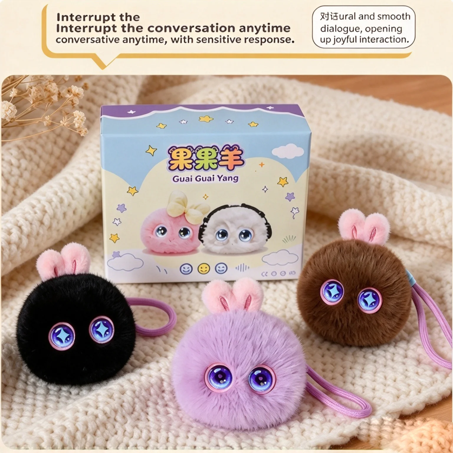 4G WiFi AI Elf Rabbit Plush Toy, 8cm Interactive Talking Stuffed Doll, Kids Smart Voice Chat Plush Gift G6-002