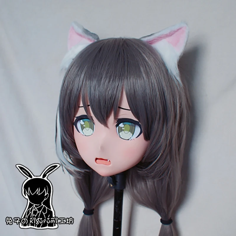 (RB662) kwaliteit handgemaakte vrouwelijke/meisje hars 3/4 hoofd Japanse anime stripfiguur cosplay Kyaru Kigurumi masker