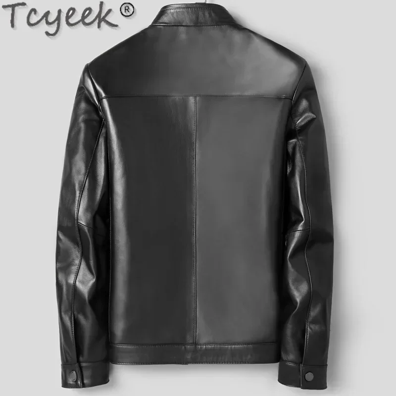 Tcyeek Real Leather Jacket Men Genuine Sheepskin Coats Mens Motocycle Jackets Leather Coat Spring Fall Clothes Jaqueta Masculina