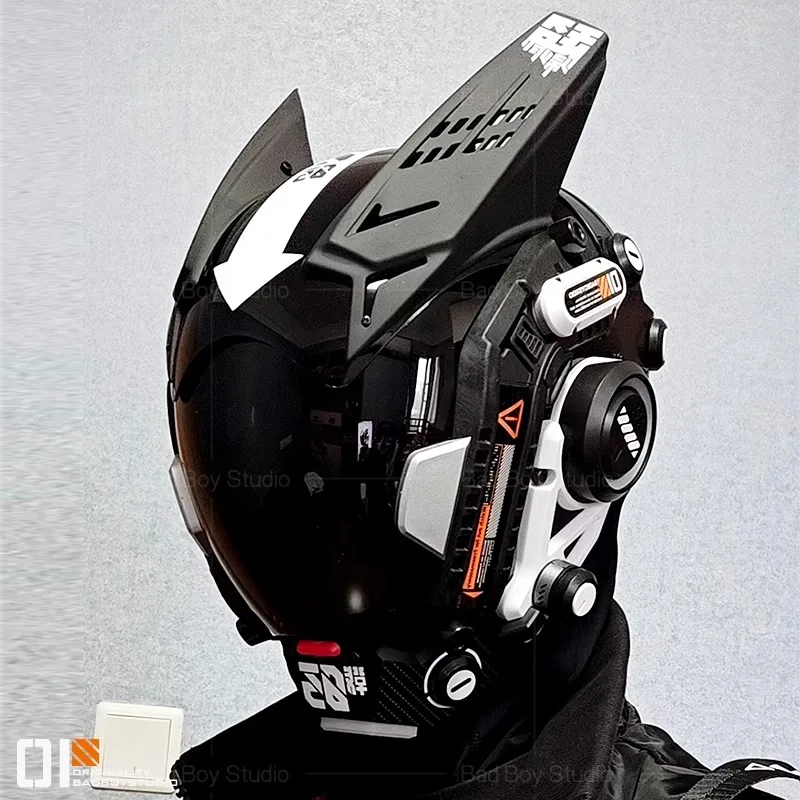 Cyberpunk Mask Cosplay Role Playing Prop Night City Neon Helmet Personalized Army Mechanical Music Festival for Halloween Party