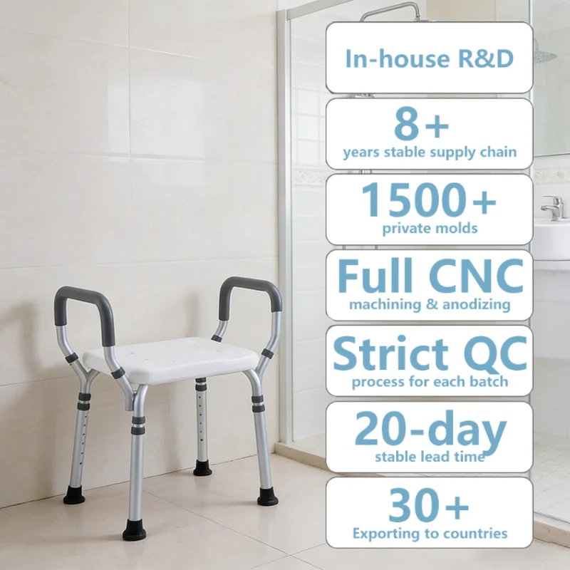 

simplywalk Aluminum alloy 200KG bath shower chair Heavy Duty tub Pregnant woman MDR CE Certification customized branding