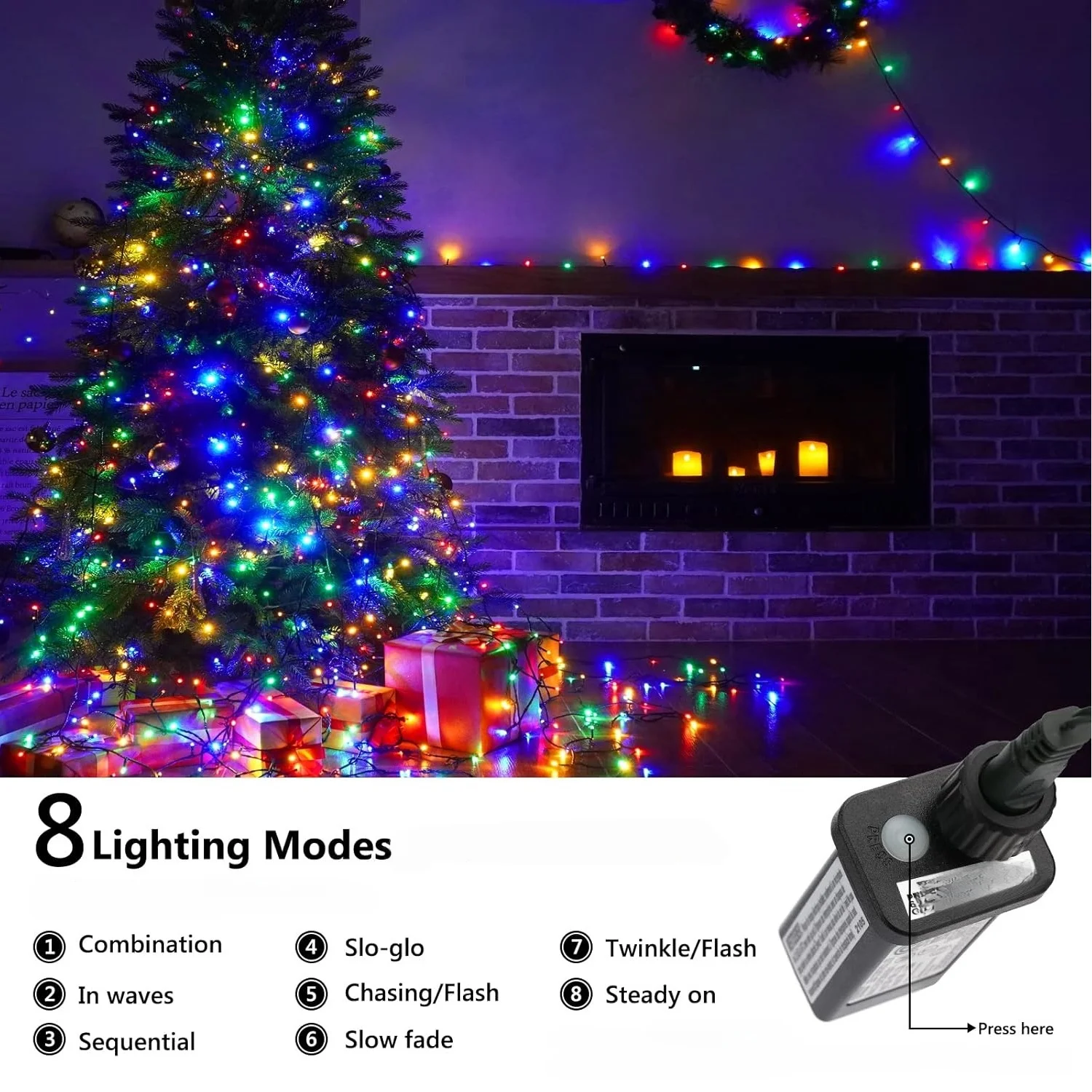 142FT 400 LED Holiday Lights With 8 Modes For Party Home Tree Decor, Multi-Colored