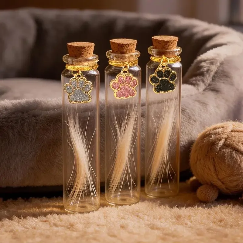 Pet Fur Memorial Glass Bottle Cat Whiskers Storage Bottle With Cork Stopper Perfect For Storing Dog Cat Hair As Souvenir 강아지 장례
