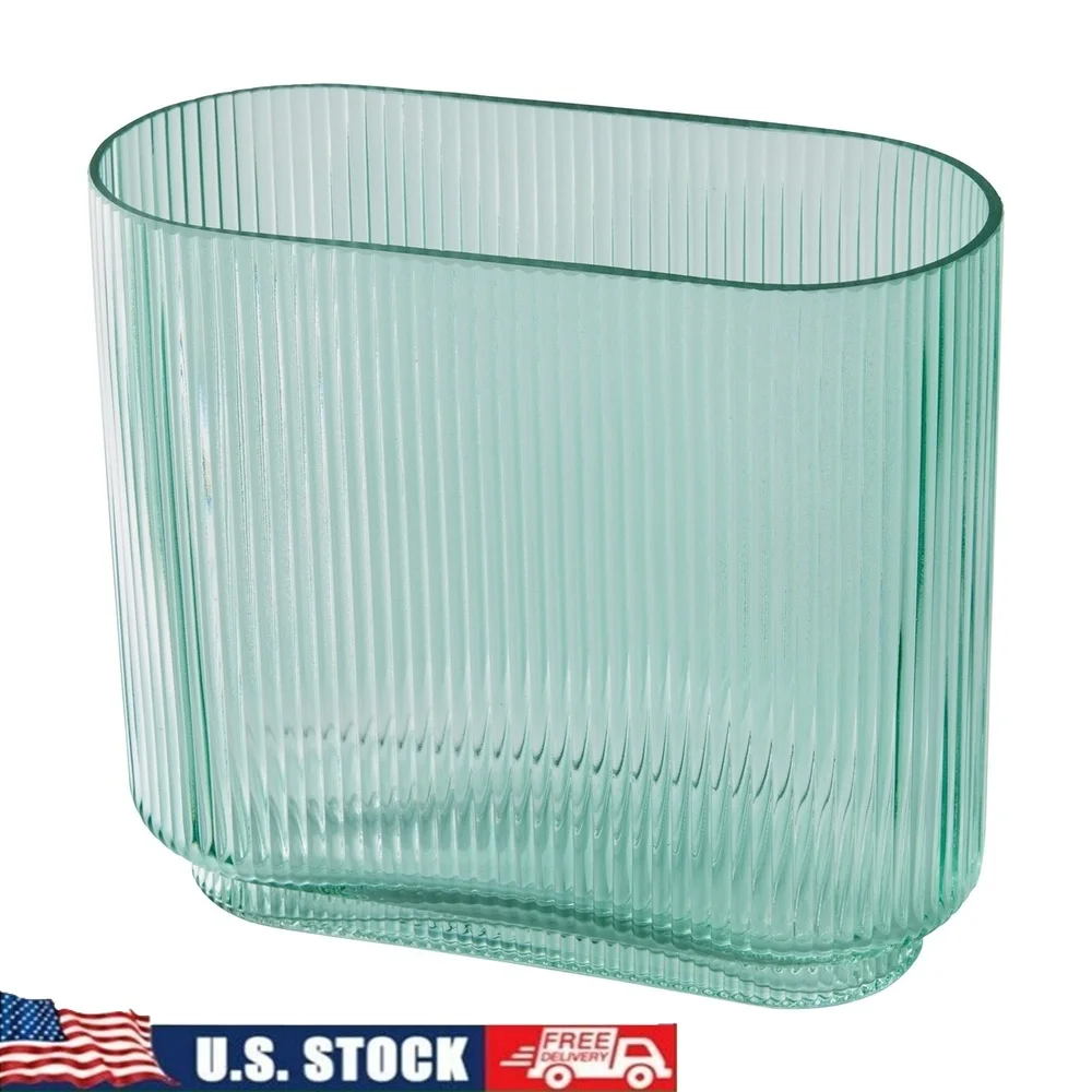 

Современная ребристая стеклянная ваза для украшения дома, настольная цветочная витрина, уникальный дизайн, полка для домашнего офиса, акцент 7 дюймов