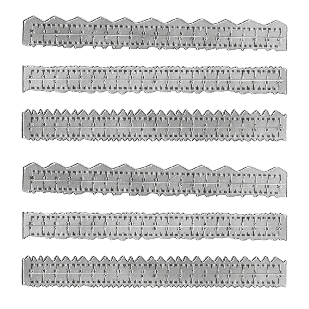 6pcs Carbon Steel Paper Tearing Ruler Decorative Edges Jagged Lines Deckle Edge Ruler Irregular Edge Ruler Paper Crafts