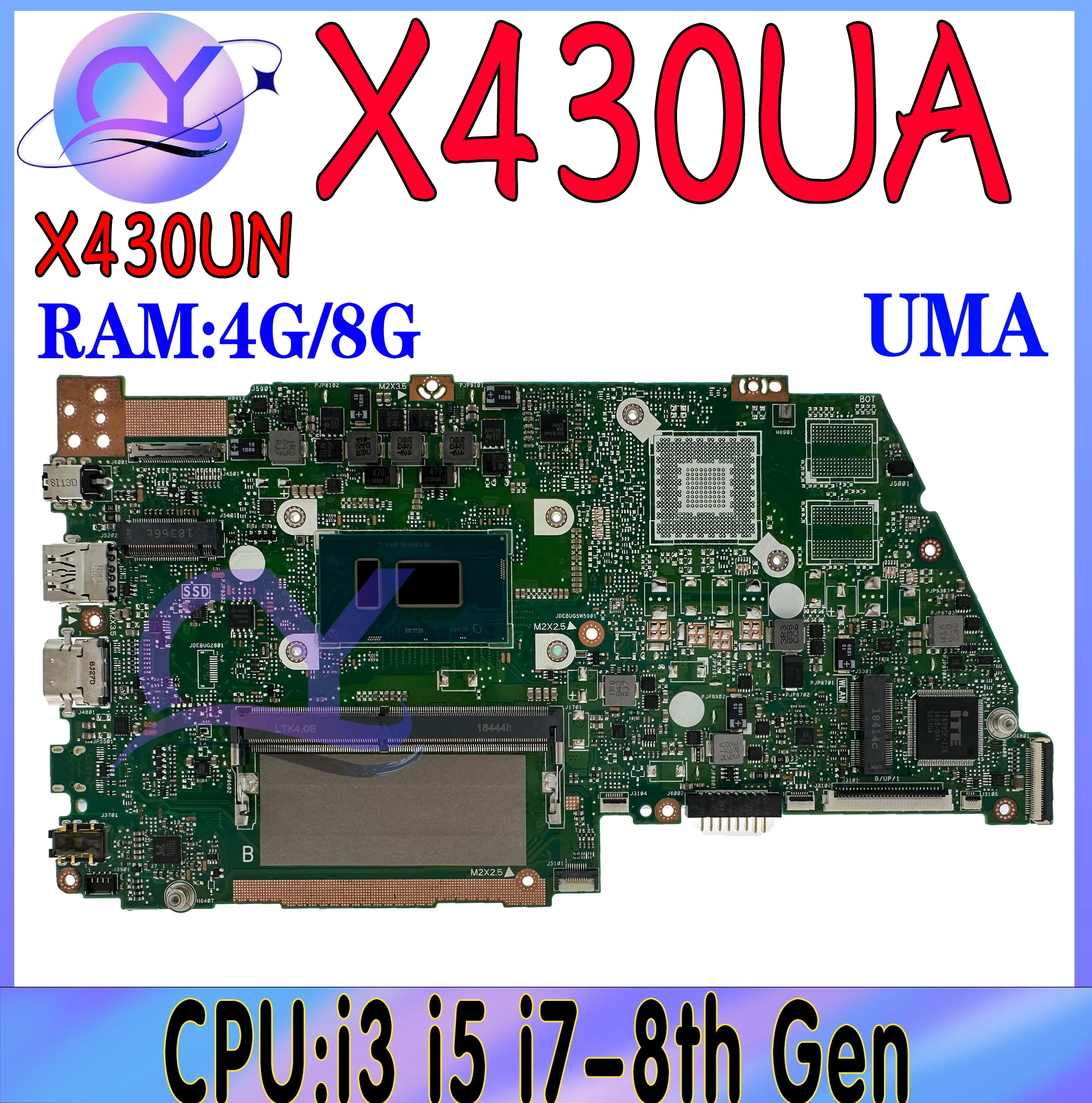 

Материнская плата для ноутбука X430UA Материнская плата ASUS X430 X430U S430UA R430UA K430UA R430UN R430UF X430UN с i3 i5