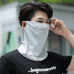 Sun Shading Hiking Scarf Summer Ice Silk Sun Protective Scarf Breathable Cycling Face Mask Adjustable Ear Hanging UV Anti Mask