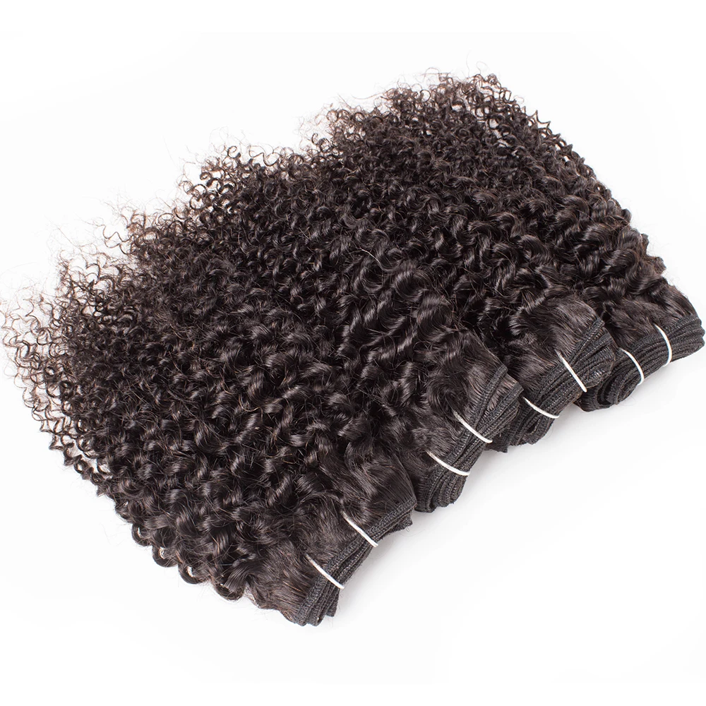 50g/Pc 4/6 Human Hair Bundles Kinky Curly Human Hair Extention Remy Hair Mongolian Hair For Bob Style Natrual Color