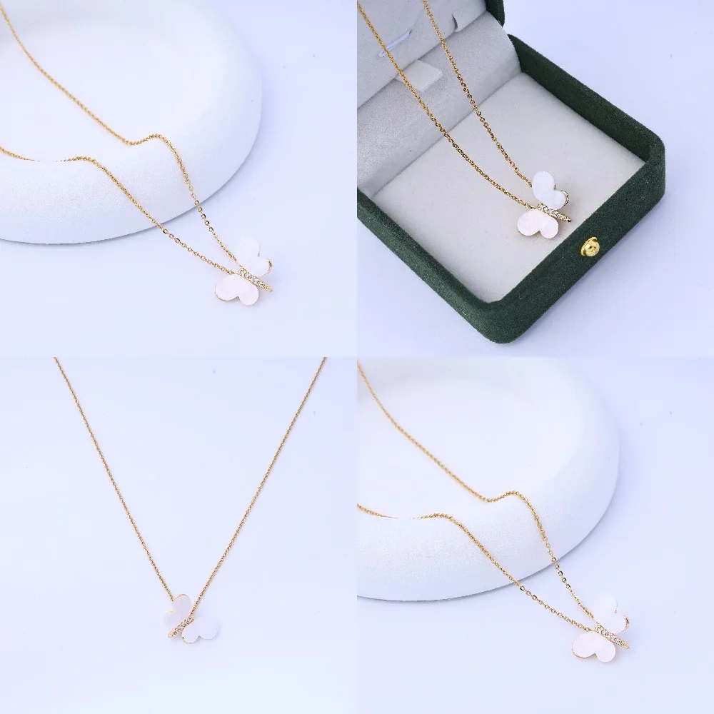 

Xiaohongshu popular zircon shell butterfly titanium steel necklace for women, fashionable temperament, trendy collarbone chain,