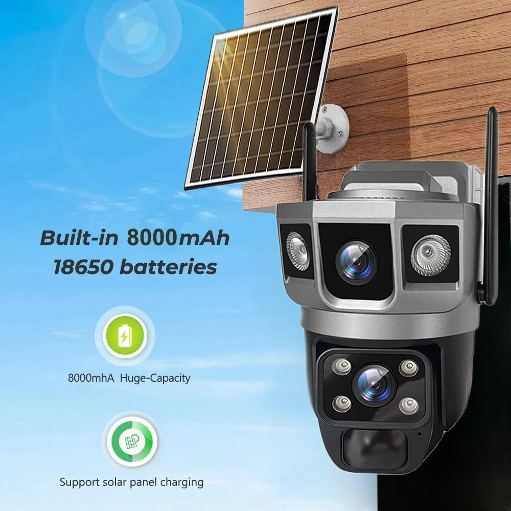 Telecamera solare esterna impermeabile HD visione notturna PIR rilevamento umano scheda SIM 4G CCTV12 MP IP telecamere di sorveglianza di sicurezza domestica