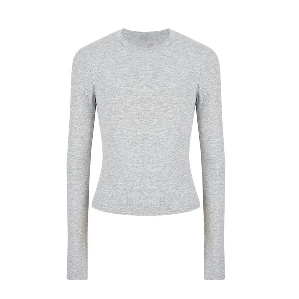 Blus Lengan Panjang Kasual untuk Wanita Atasan Olahraga Slim Fit Cepat Kering Kebugaran Yoga Kaos Dalam Jalanan Tee Pullover
