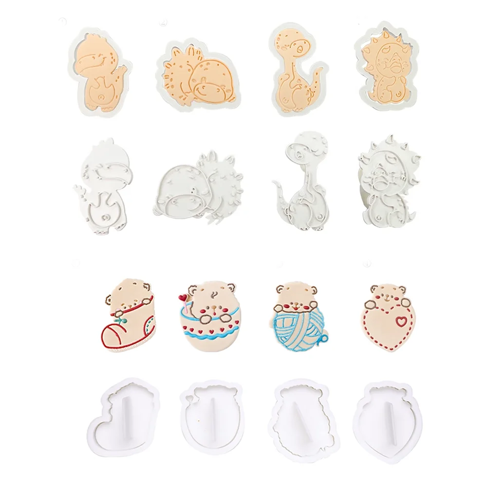 

2 Pattern Cartoon Animals Shape Cookie Mold Dinosaur,Bear Shape Cookie Cutters DIY Baking Cookies