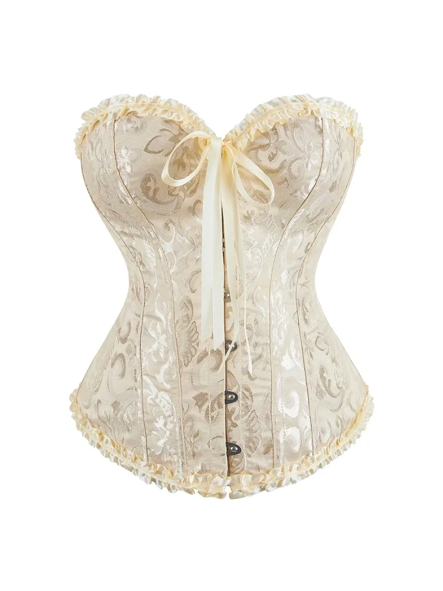 Women Sexy Corsets Bustiers Floral Lace Tops Shapewear Vintage Corset Gothic Satin Lingerie Corselet Overbust XS - 6XL