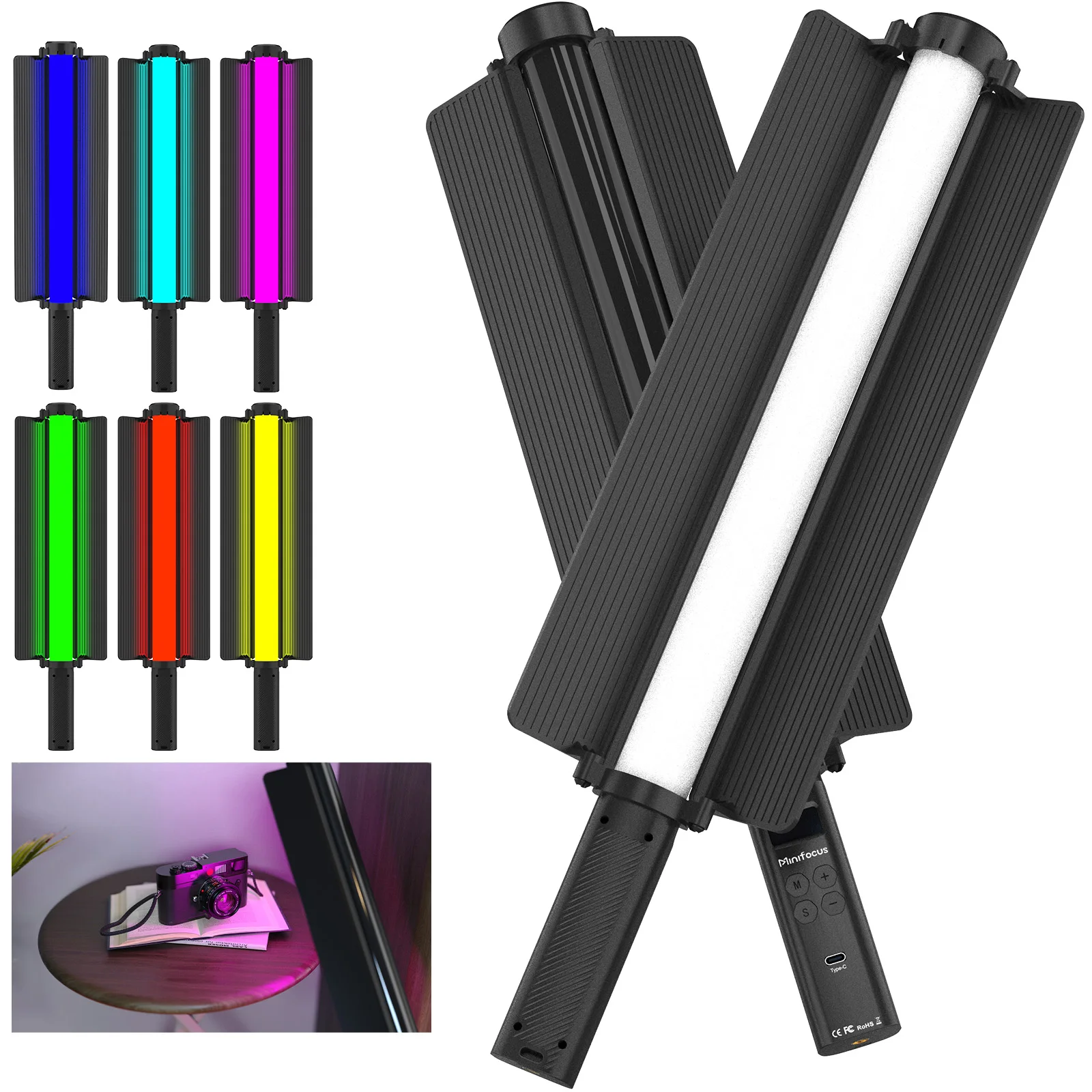 RGB Handheld Stick Light Wand หลอด LED Video Light Barndoor CRI 95 + 2500 K-9000 K 2600 mAh การถ่ายภาพแสงเติมโคมไฟ