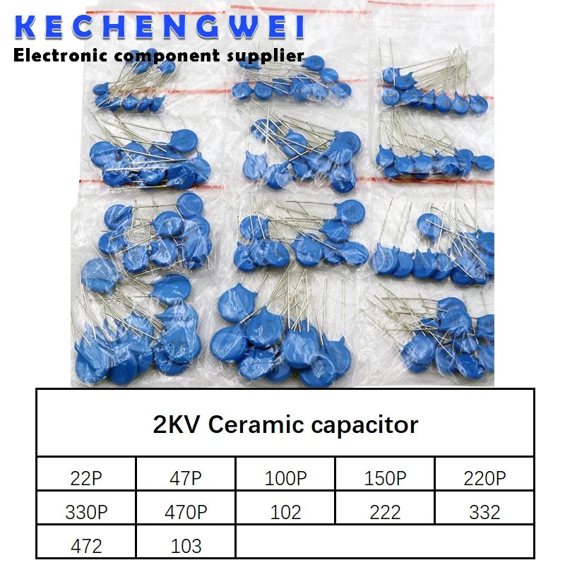 DIY KIT 120pcs=12value*10pcs 2KV Ceramic capacitor KIT 2KV 22P 47P 100P 150P 220P 330P 470P 102 222 332 472 103 EACH 10PCS