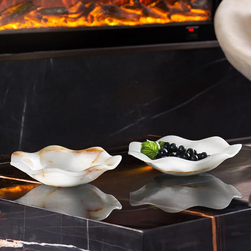 Modern new Chinese jade fruit plate ornament model room sales office living room coffee table decoration