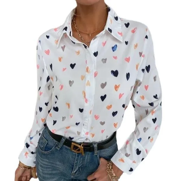 Casual Butterfly Print Shirt Blouse Women Spring Summer Fashion Slim Long Sleeve Shirts For Women 2024 Elegant Ladies Button Top