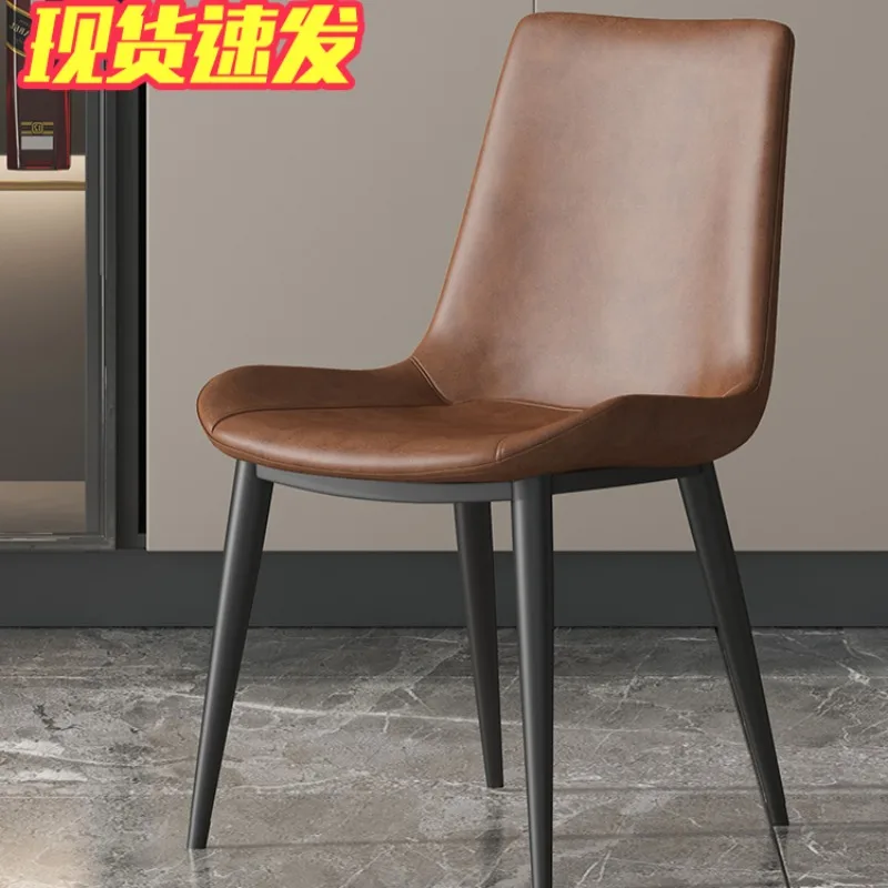 

Italian high-end designer light luxury anti-cat scratching leather dining chair very simple modern business negotiation table st