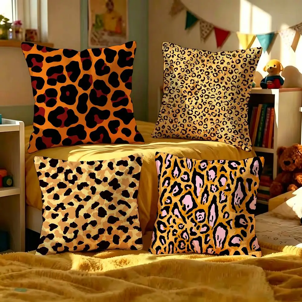 Leopard Pattern Cushion Cover Polyester Sofa Cushions Decorative Throw Pillows Home Decoration Pillowcover