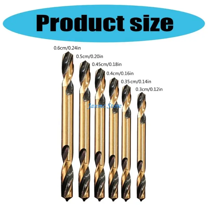 LX0C 6Pcs Double Headed Auger Drill Bits Hole Cutter For Stainless Steel Electric
