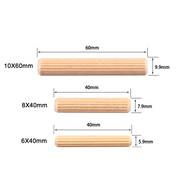 Hotsale 200PCS Woodworking Round Wood Tenon Cupboard Wardrobe Cabinet Drawer Round Fluted Wood Wooden Craft Dowel Pins Rods