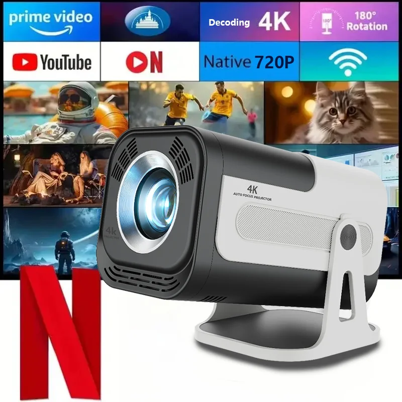 

Мини-проектор HY320 портативный, разрешение 720P, Android 13, WiFi6, BT5.0, 180° ° Поворотный уличный домашний кинотеатр с поддержкой 4K
