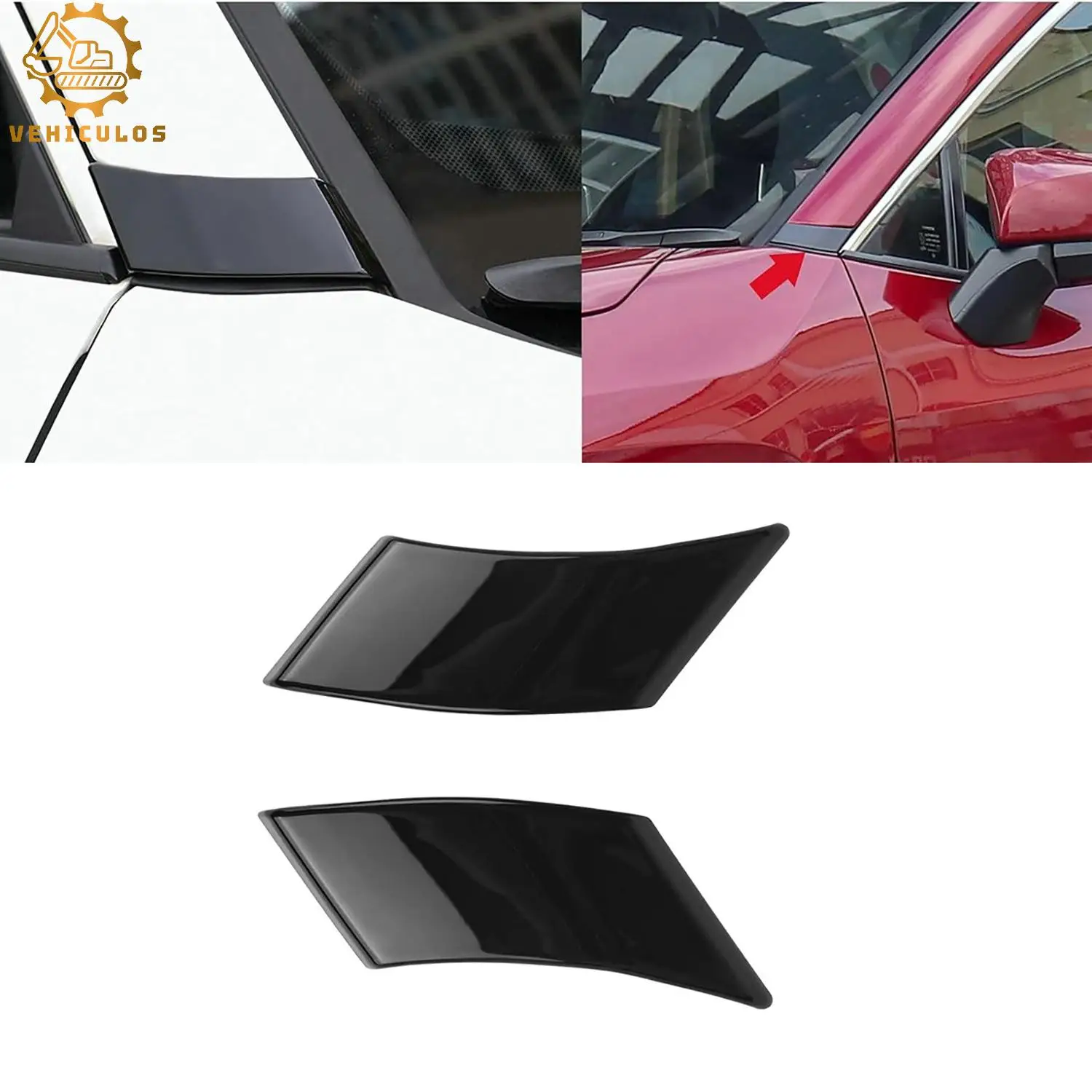 

New A Pillar Exterior Front Side Door Window Triangle Molding Trim Cover For Toyota RAV4 2019-22 Glossy Black Molding Overlay