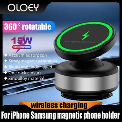 Ricarica wireless 360 ° supporto da auto girevole per vuoto per iPhone Samsung Xiaomi supporto magnetico per telefono sottovuoto per auto