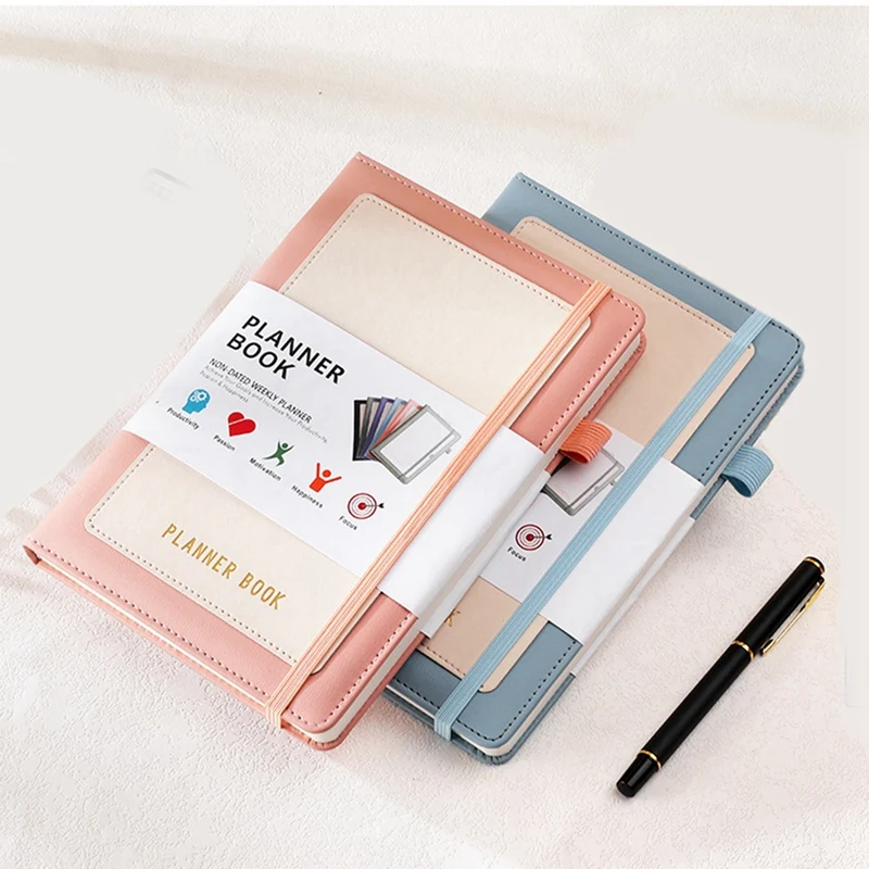 Блокнот Week Planner 2024 с полиуретановой обложкой, средний (A5), твердый переплет, 5,9x8,4 дюйма, фиолетовый, прочный